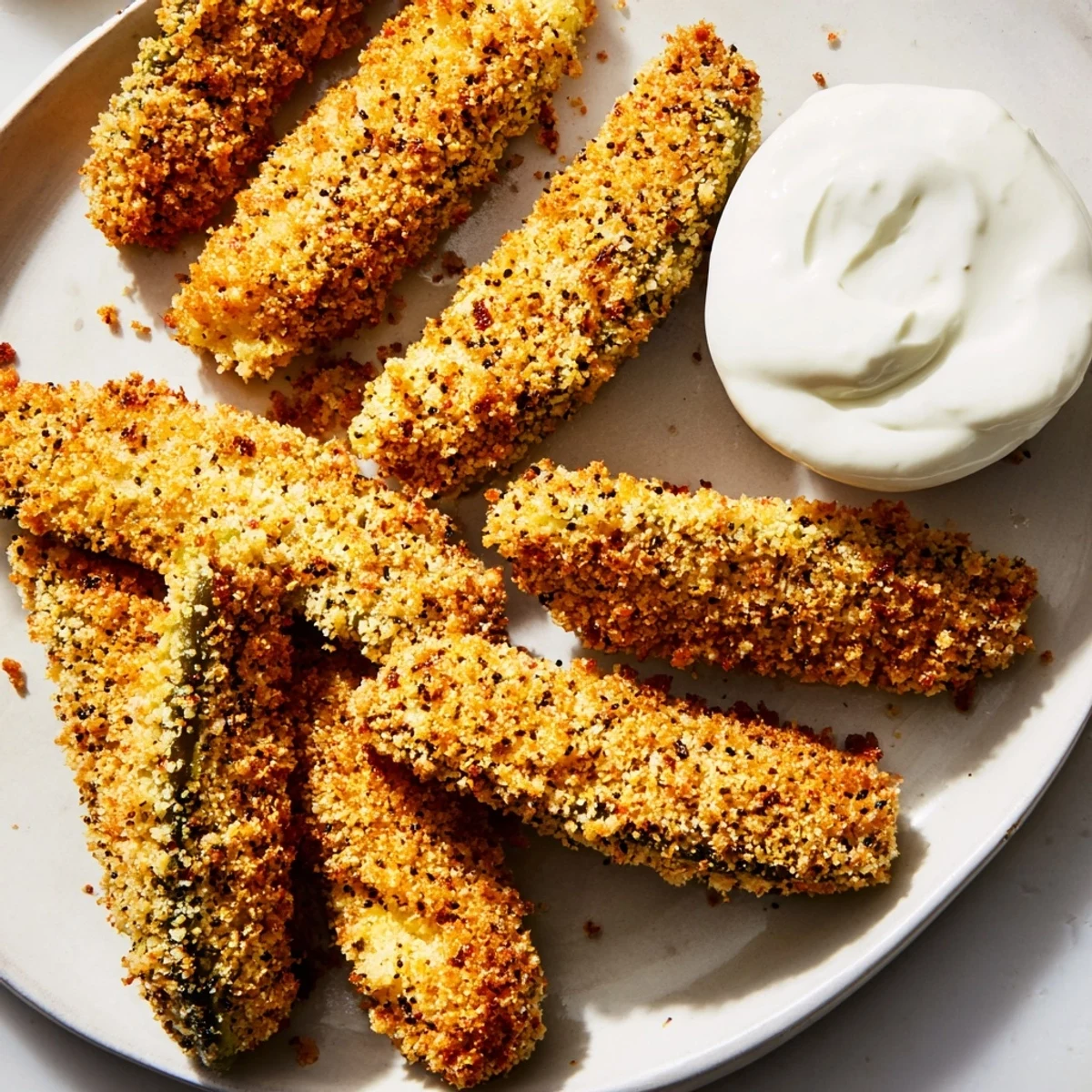 Close-up of freshly fried pickles showcasing their crunchy breading, ready to be enjoyed as a snack.