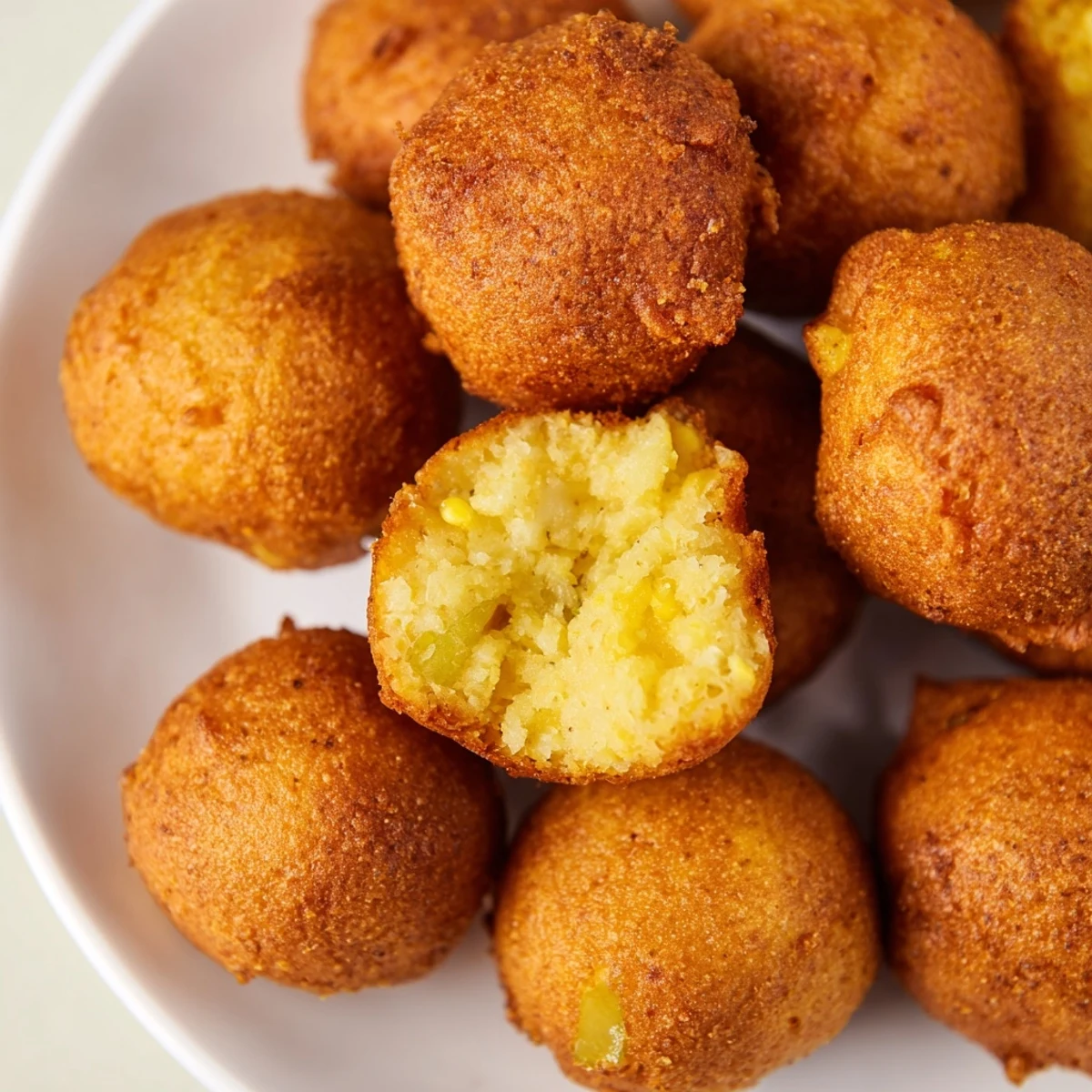 Delicious hushpuppies, ready to be dipped and enjoyed, a Southern classic and great appetizer.