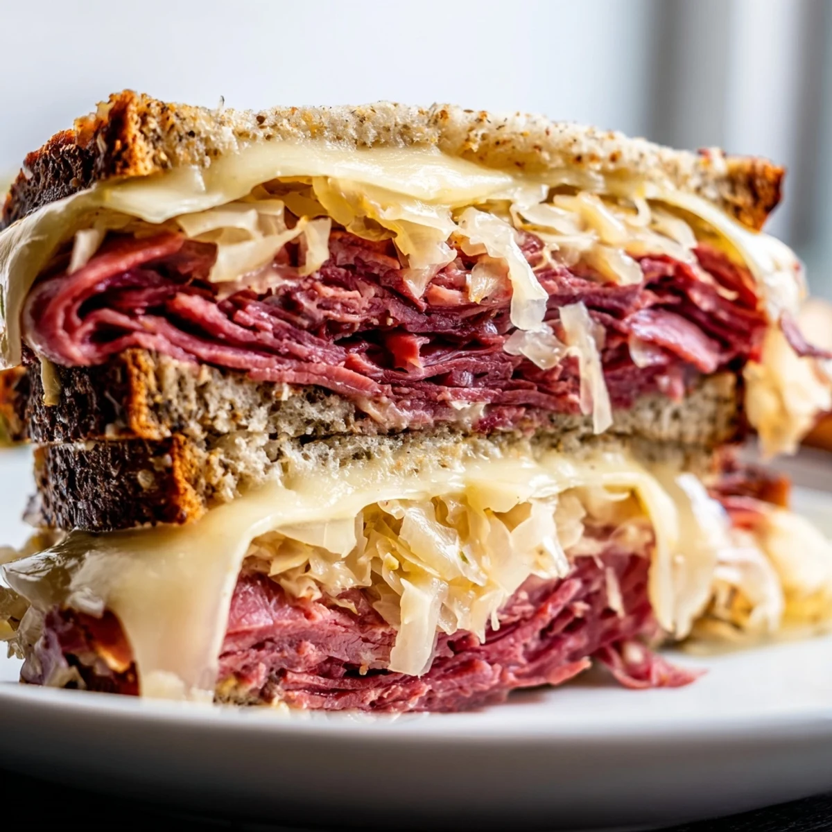 Classic Reuben sandwich layers