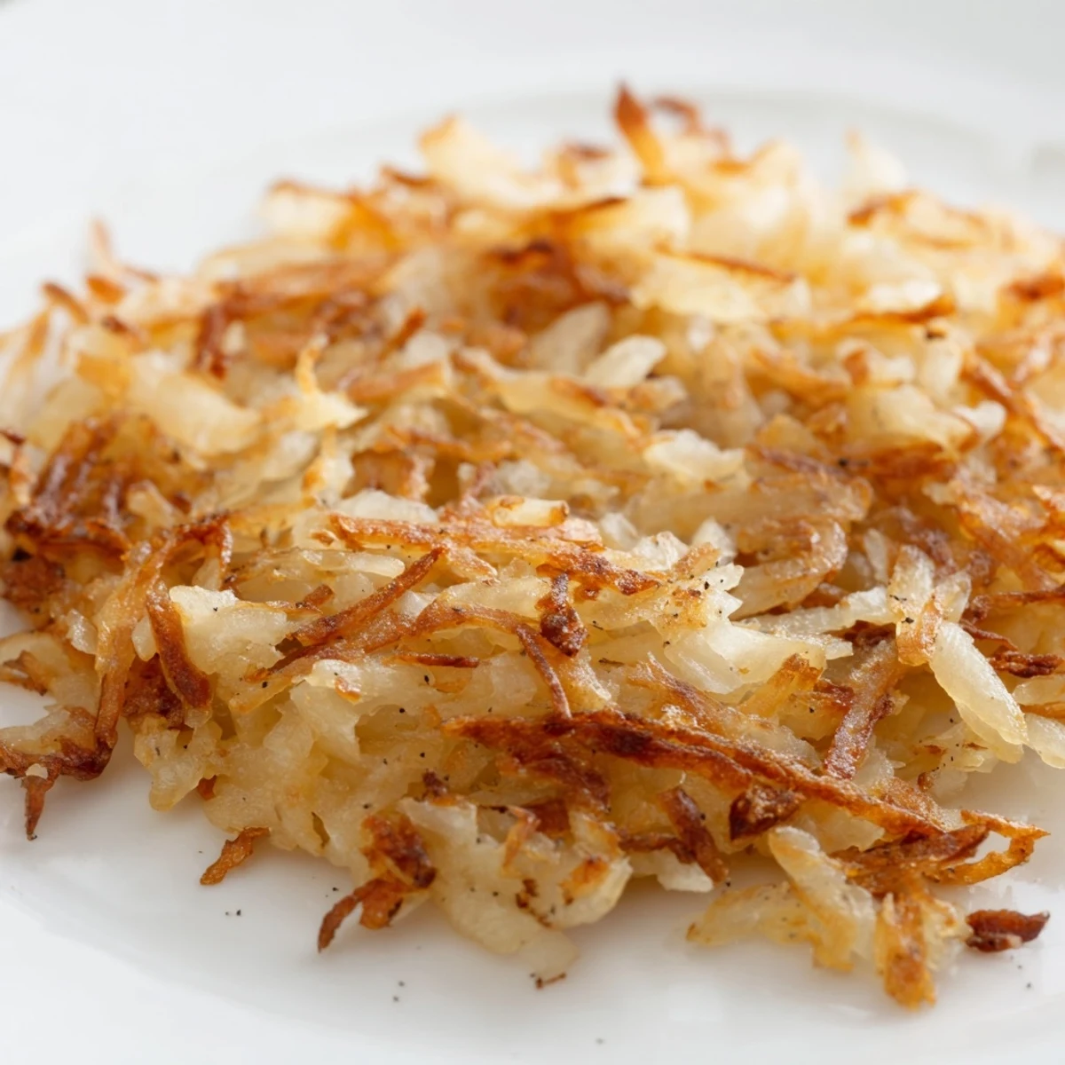 Golden, crispy homemade hash browns, the perfect side dish for a hearty American breakfast.