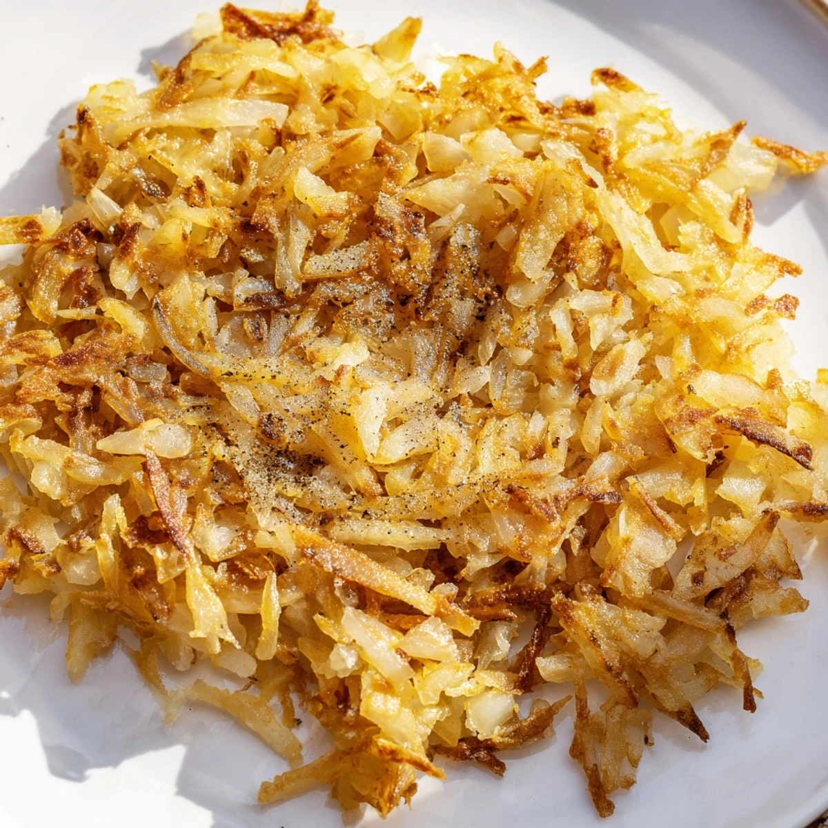 Breakfast hash browns: Shredded potatoes with a crispy exterior and tender inside, ready to enjoy.