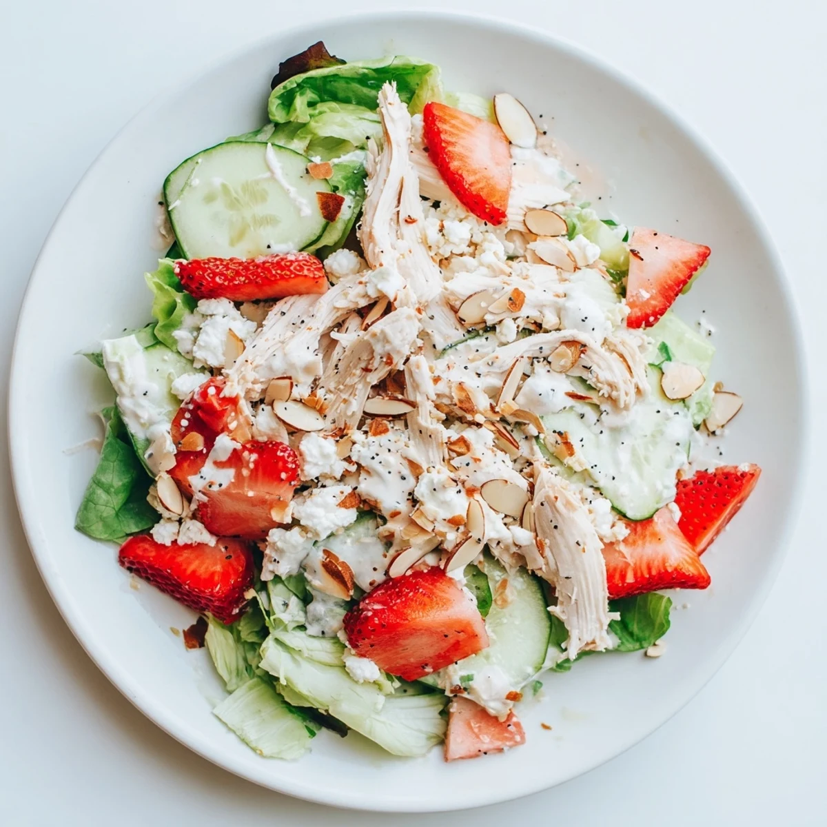 This vibrant Strawberry Poppy Seed Chicken Salad shines as a light lunch or summery main.  