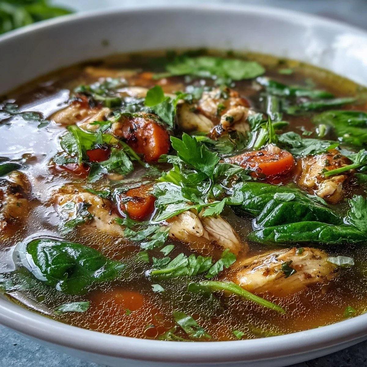 Steaming hot Turmeric Chicken Soup served in a rustic bowl, perfect for a cozy wellness meal.