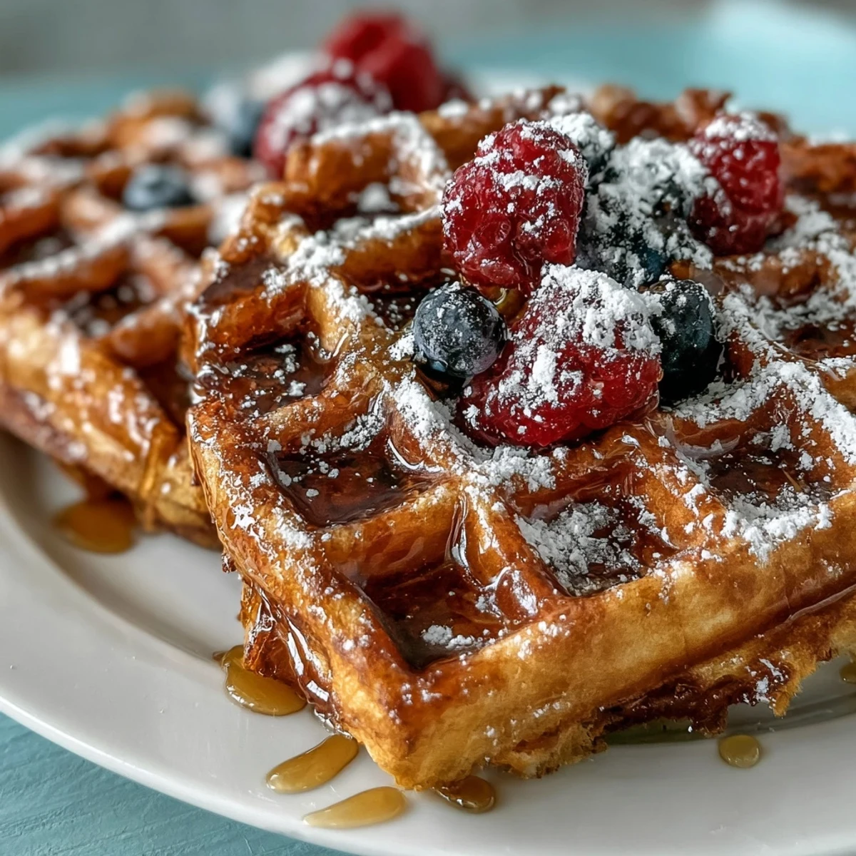 Golden, fluffy Anti-Inflammatory Turmeric Waffles stacked high, perfect for breakfast.