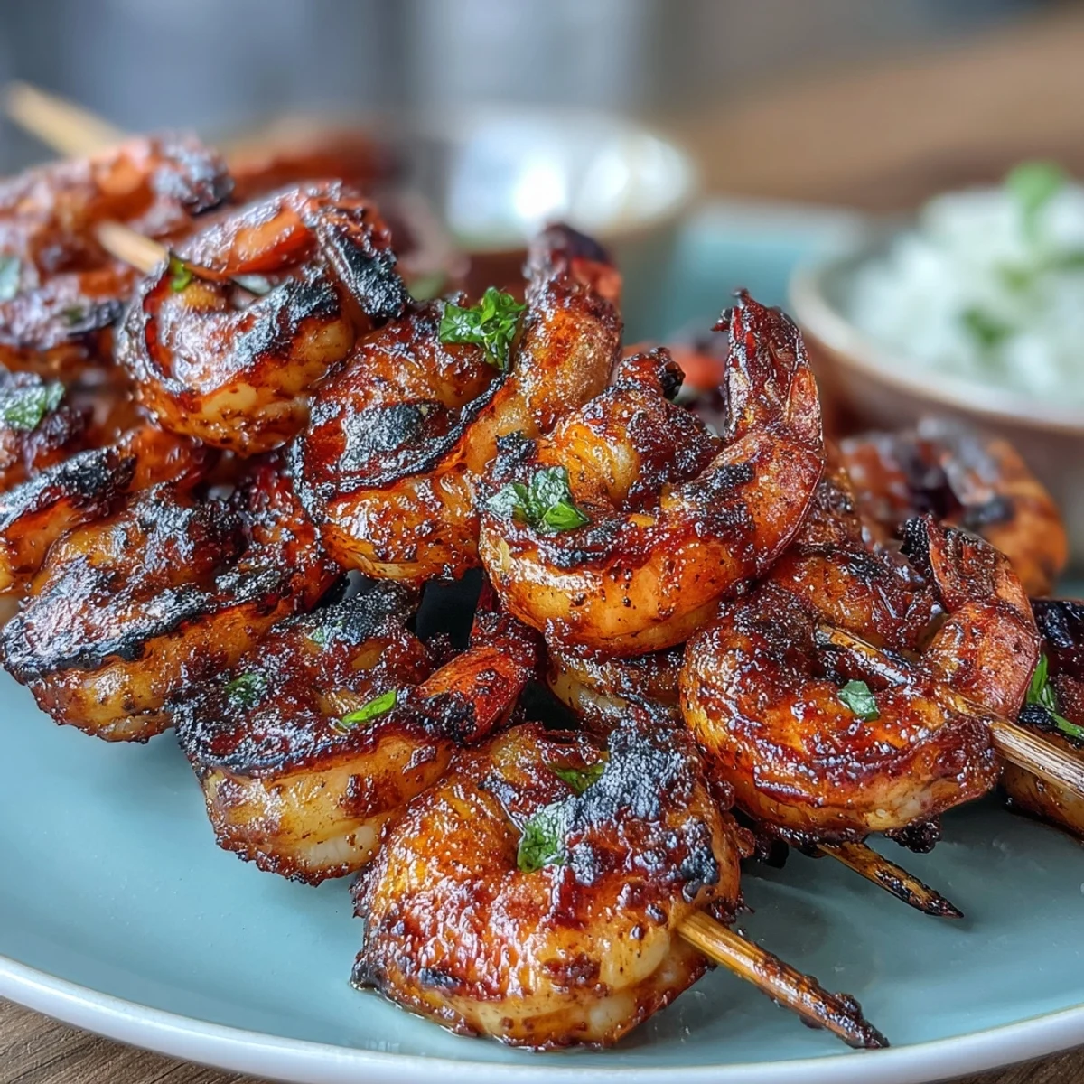 Spicy jerk-marinated shrimp threaded onto skewers, grilled to perfection and plated with fragrant coconut rice for a bold, Caribbean-inspired dinner.  