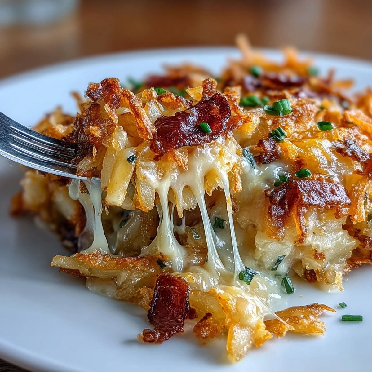 Copycat Cracker Barrel Hashbrown Casserole in a golden-baked dish, topped with melted cheddar cheese and bubbling edges.