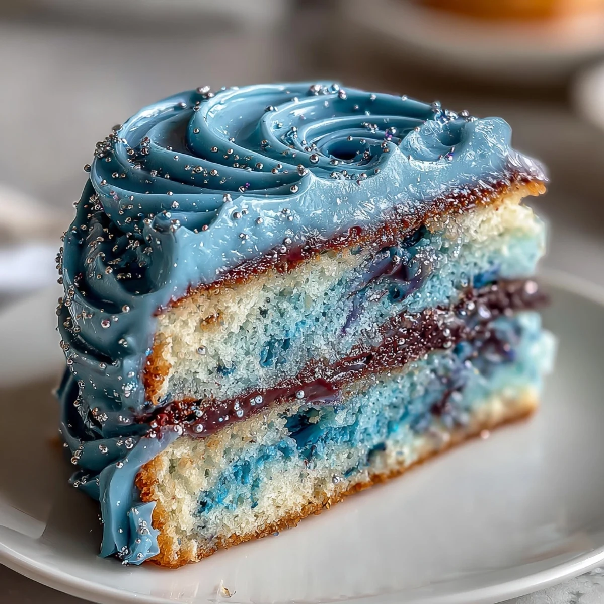 Celestial Layer Cake with Blue and Purple Swirls