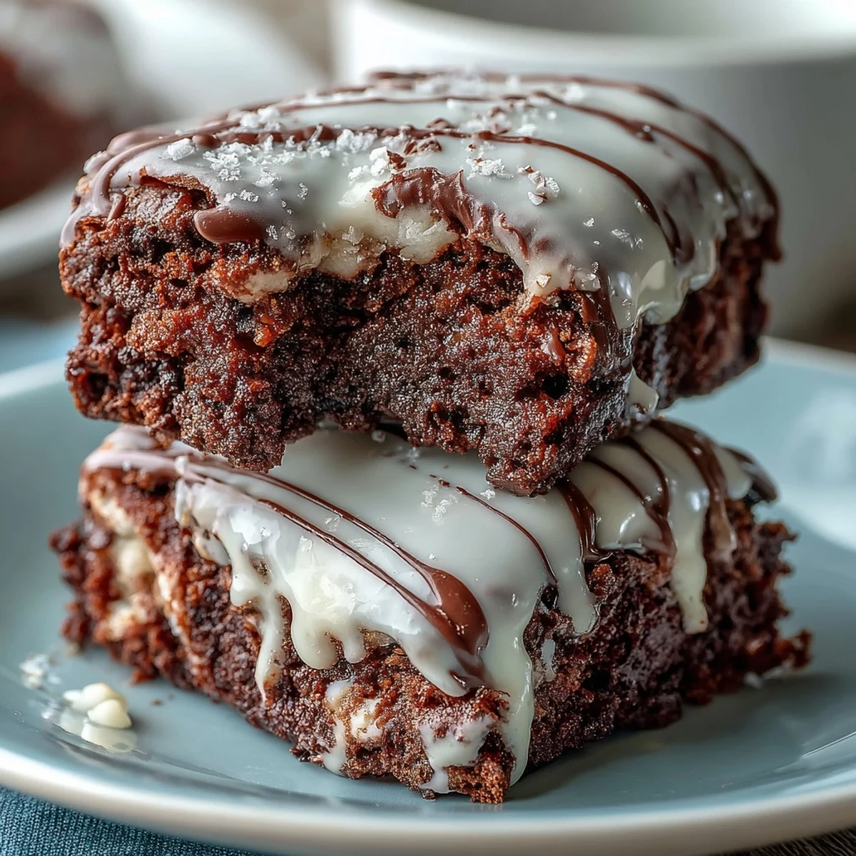 Rich Brownie Bites with White Icing Laces
