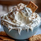 Viral 3-ingredient cheesecake dip served with crunchy graham crackers for dipping.  