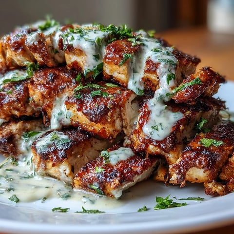 Juicy marinated chicken shawarma served with creamy garlic sauce and fresh vegetables on a platter.  