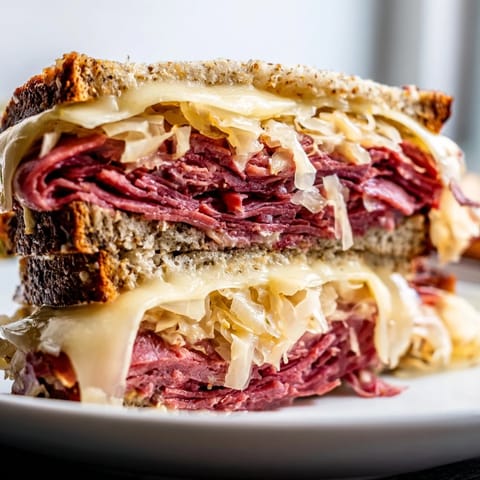 Classic Reuben sandwich layers