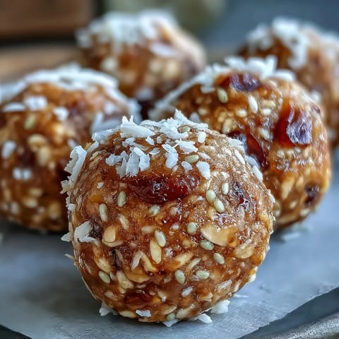 A close-up of homemade Ginger Turmeric Energy Balls on a rustic plate, highlighting the speckled spices and whole food ingredients.