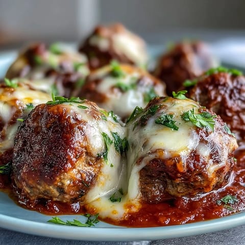 Cheesy Garlicky Meatballs With Marinara