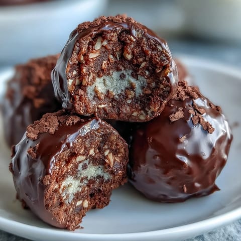 Delicious vegan chocolate peanut butter protein balls packed with oats, cocoa, and plant-based protein for a healthy snack.  