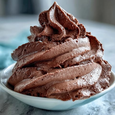 Rich, velvety chocolate mousse filling for cakes, with a glossy finish and airy texture, perfect for layering in decadent desserts.