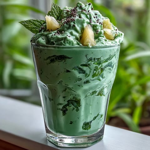 Bright green shamrock smoothie with layers of pineapple, spinach, and banana, perfect for a nutritious breakfast or snack.  