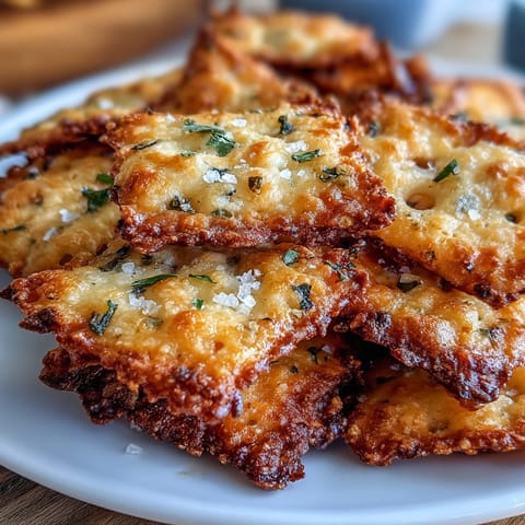 Crispy homemade crackers bursting with sharp cheddar and zesty ranch seasoning for game day snacking.