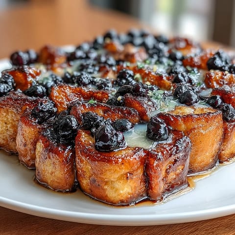 Bright and tangy Lemon Blueberry Sourberry Sourdough French Toast Bake, perfect for brunch.