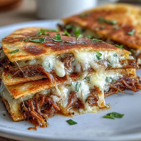 Juicy birria, melted cheese in golden quesadillas with rich consommé dip.