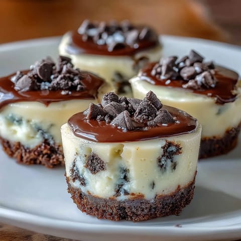 Mini cheesecake bites with Oreo crust, baked golden brown and ready to serve.