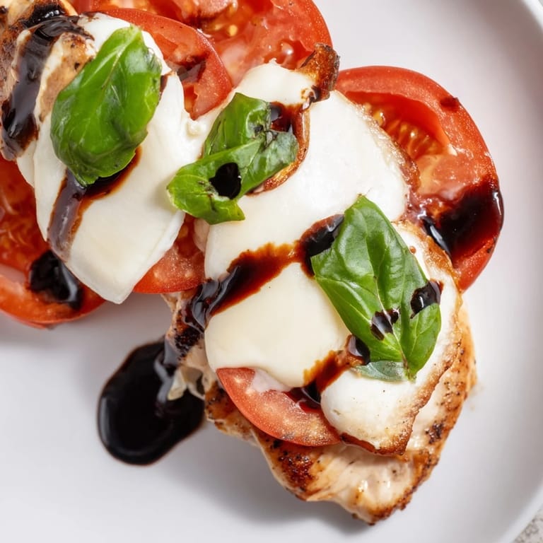 Serving suggestion for Caprese Chicken Skillet with a side of green salad and zucchini noodles, perfect for a low-carb meal.