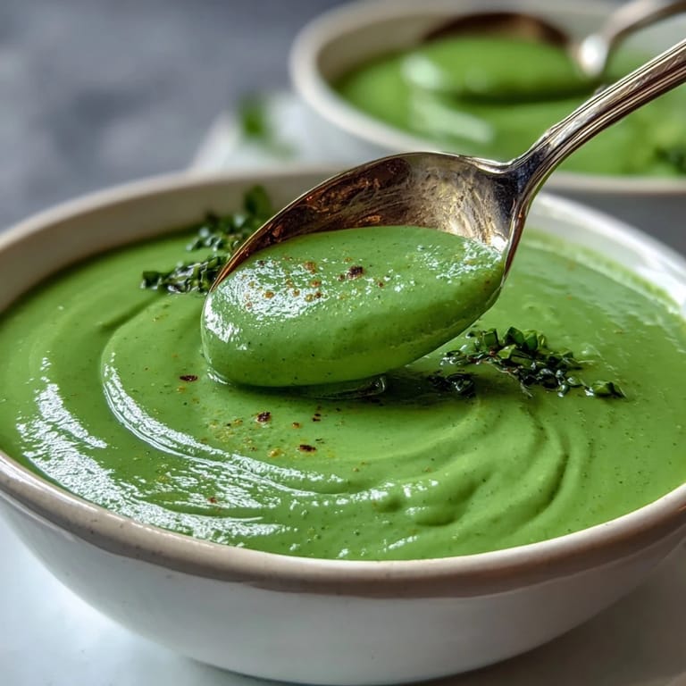 A bowl of creamy green soup with broccoli, asparagus, and cashews for a healthy meal.