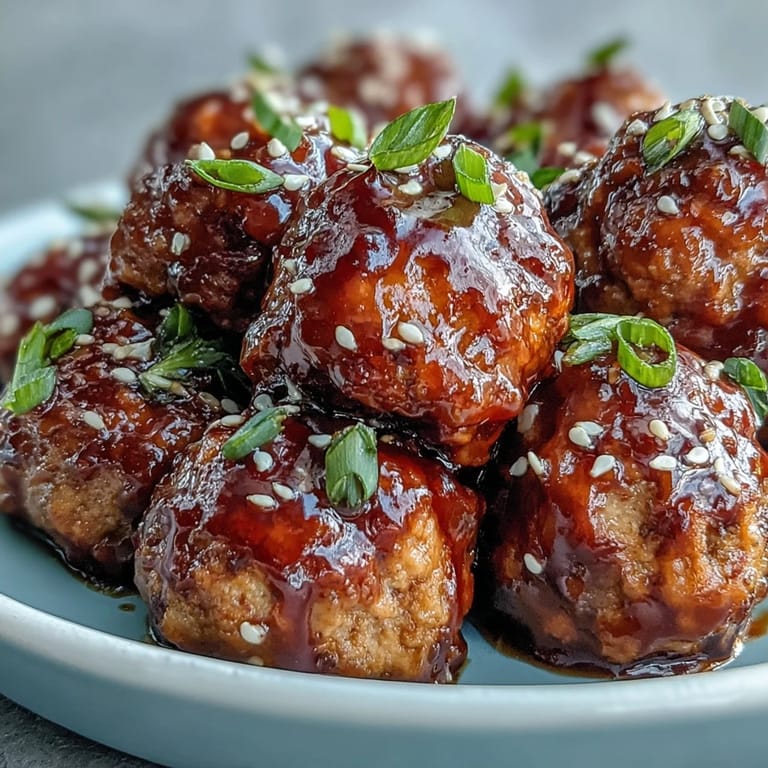 Perfectly browned Spicy Chili Honey Turkey Meatballs are ready to serve over steamed rice for a family dinner.