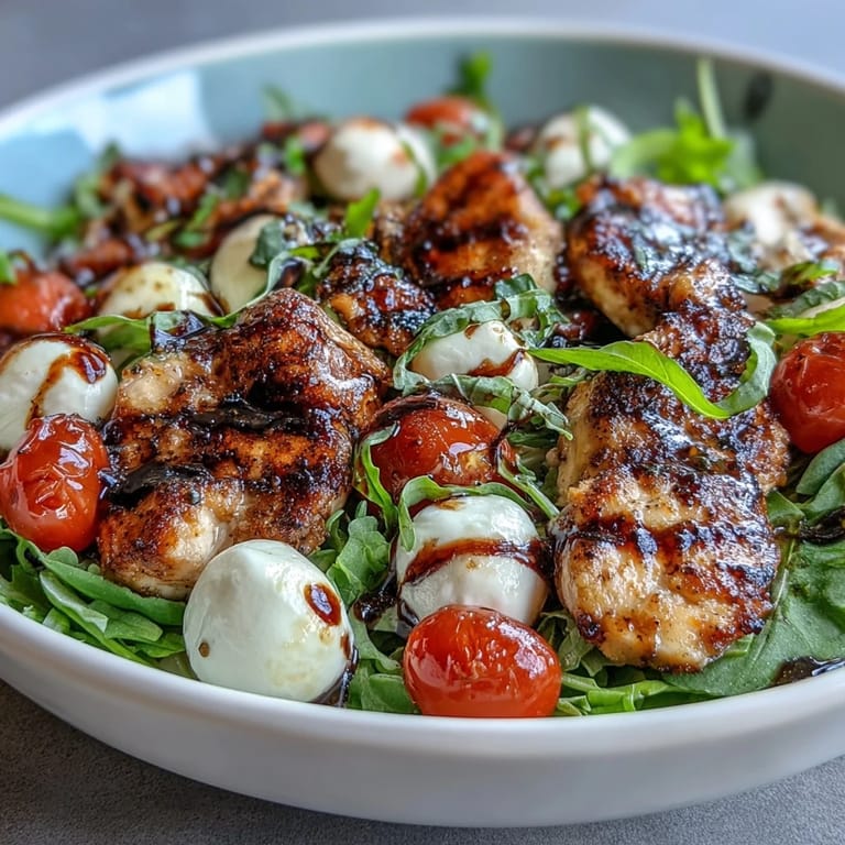 Caprese Chicken Bowls with Balsamic Glaze: Protein-rich grilled chicken served with fresh mozzarella, arugula, and basil in a balsamic-infused bowl.