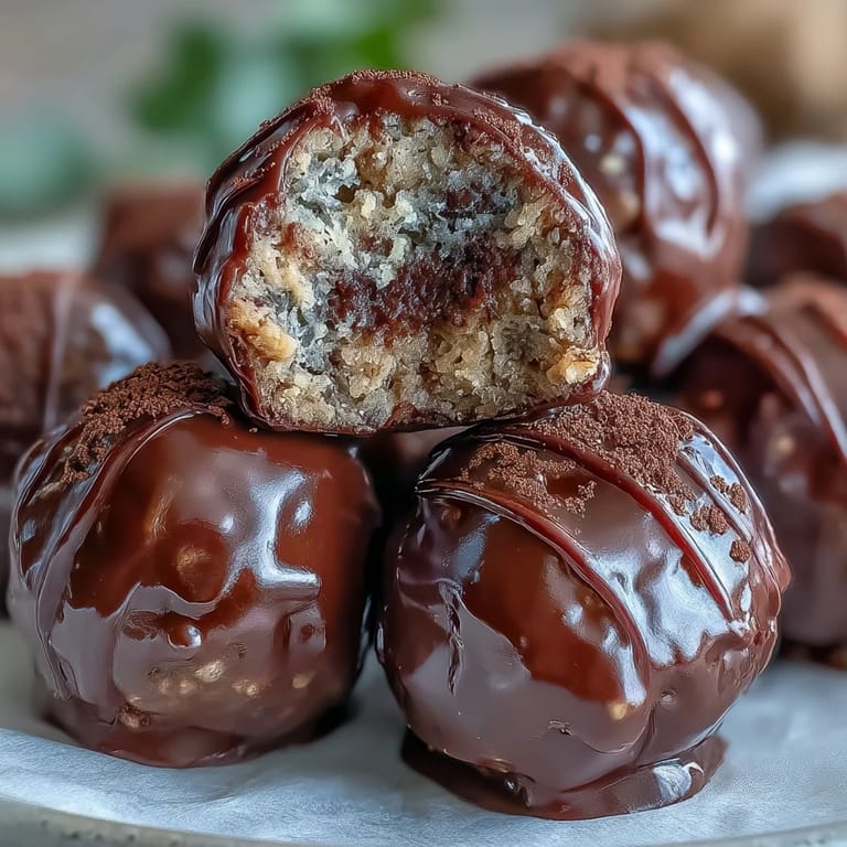 Easy no-bake energy bites featuring rich peanut butter, maple syrup, and vegan chocolate chips for a sweet treat.  