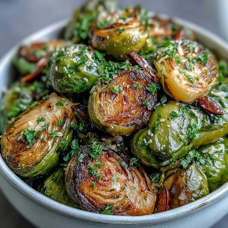 Aromatic herb-lemon Brussels sprouts with toasted almonds, roasted until caramelized and bursting with bright, savory flavor.