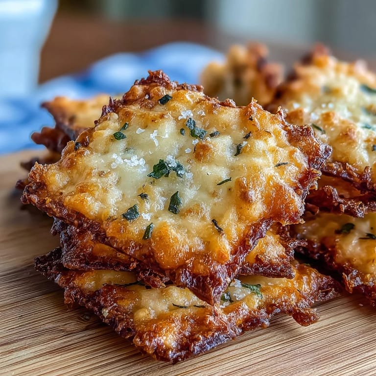 Golden sourdough crackers infused with tangy cheese and bold ranch spices, baked to perfect crunch.
