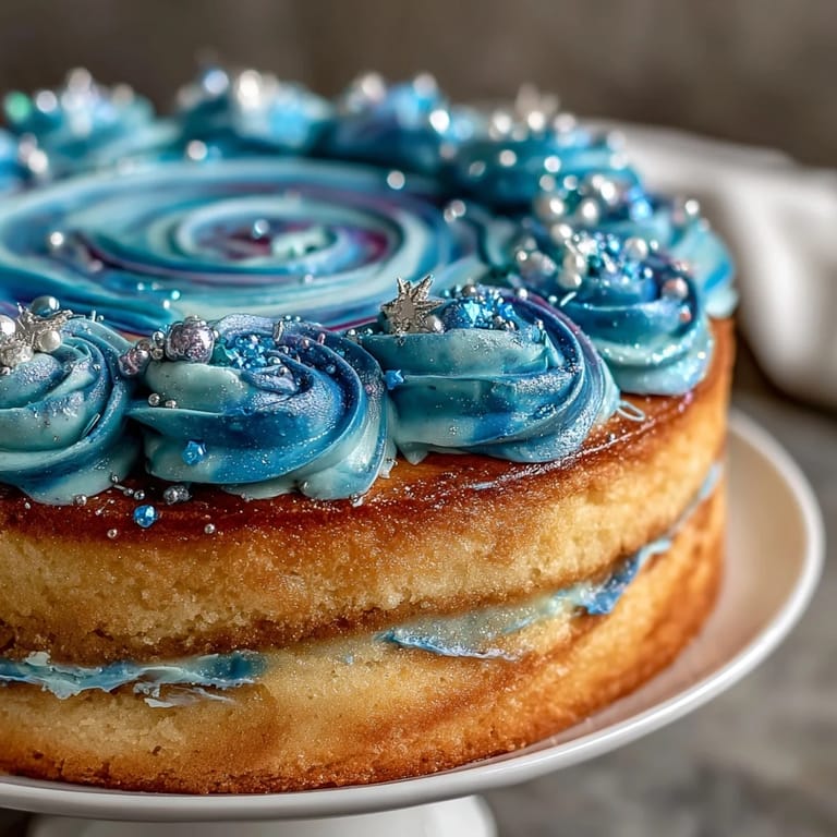 Celestial Pisces zodiac cake with swirling galaxy buttercream, edible glitter, and moist vanilla layers, ideal for birthdays or star-inspired parties.