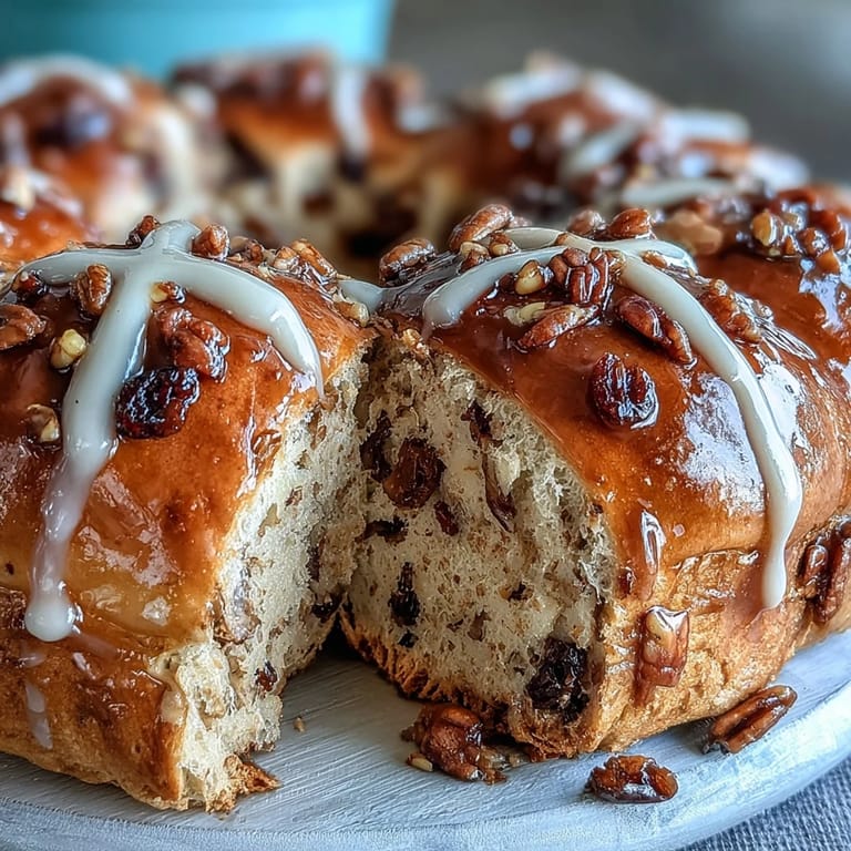 Warm, aromatic hot cross buns with mixed dried fruit and a tangy lemon-orange glaze for Easter brunch.  
