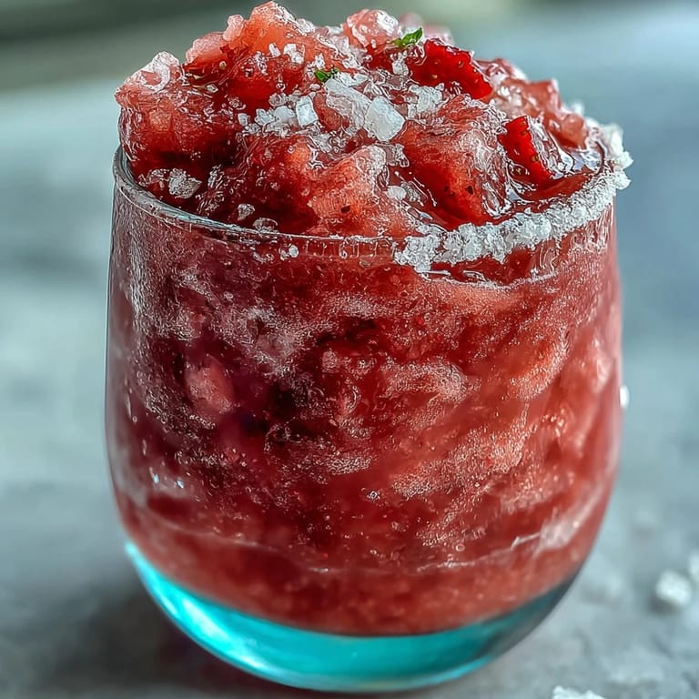 Vibrant Frozen Strawberry Lemonade Slushie, a quick, refreshing 3-ingredient treat.