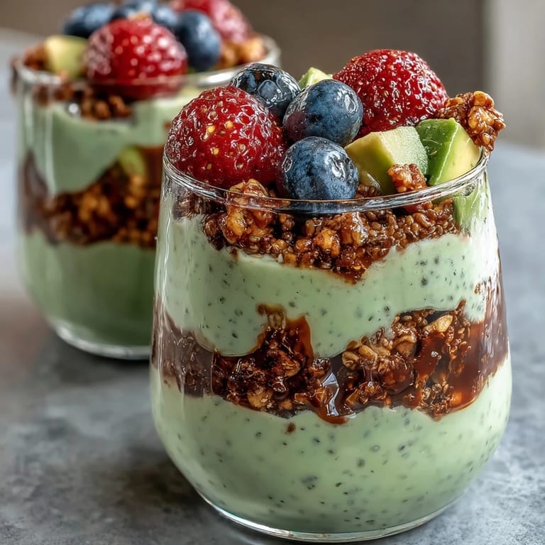 Deliciously smooth Fiber-Rich Avocado Chia Pudding Parfait ready for an afternoon treat.