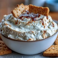 Creamy cheesecake dip with graham crackers, perfect for parties and sweet cravings.  