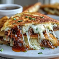 Cheesy Cinco de Mayo Birria Quesadillas with savory, dipping consommé.